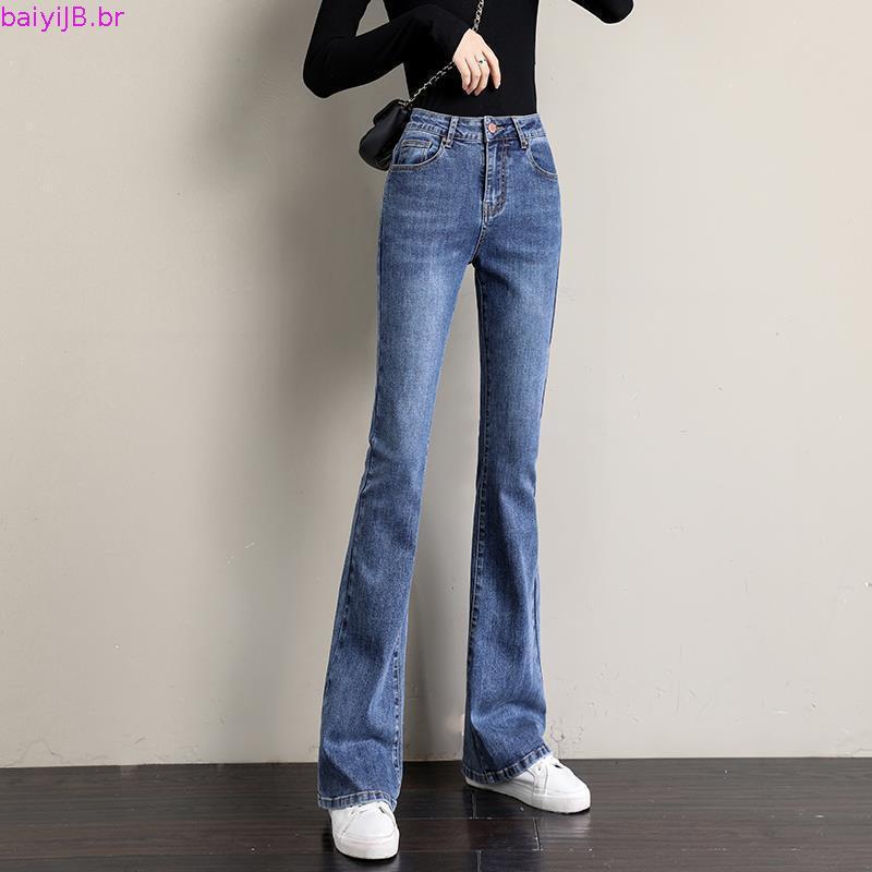 calça jeans feminina pantalona calça jeans feminina Calças largas azuis femininas de cintura alta jeans slim primavera