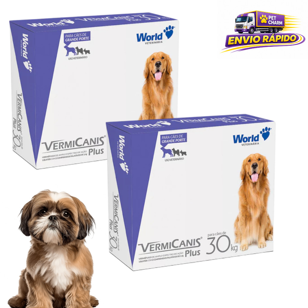 Kit 2 VermiCanis Plus 2,4g para Cães até 30kg 2 Comprimidos