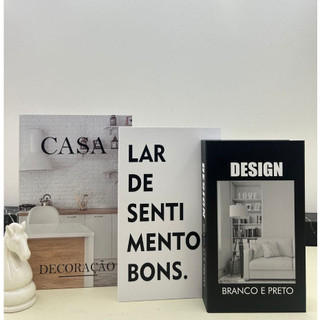 Conjunto de Caixa Livro Decorativa Organizadora Para Joias e Documentos 3pcs Papel