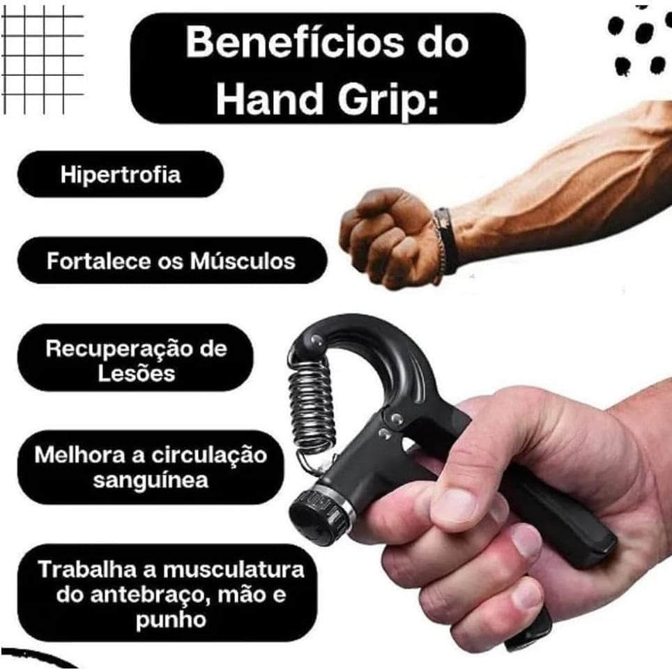 Hand Grip Ajustável Premium 60kg Exercitador de Mãos, Punhos e Antebraços