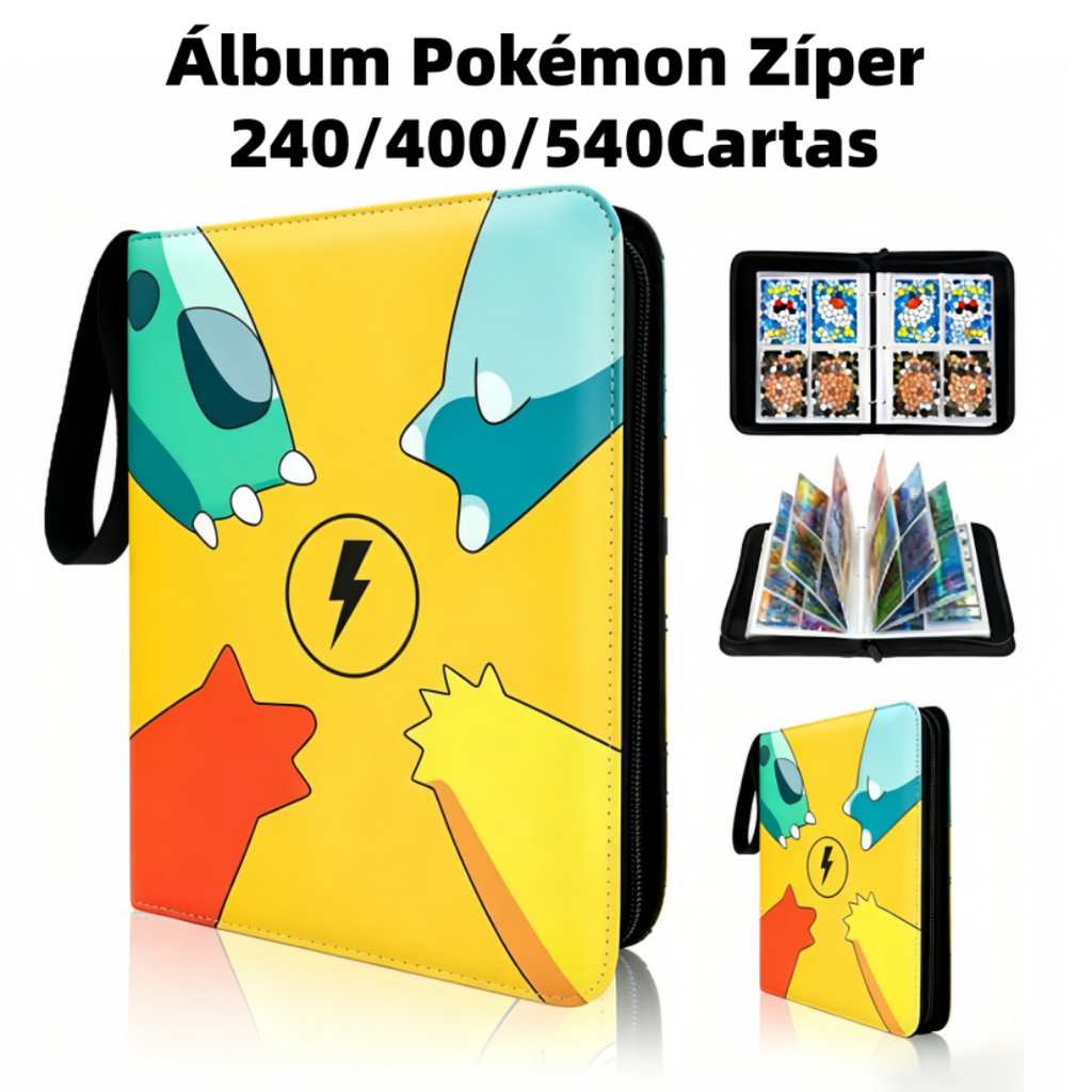 Álbum Pokémon Cartões, Presente de Coleção Infantil, Fichário Desenhos Animados, 540 Cartas