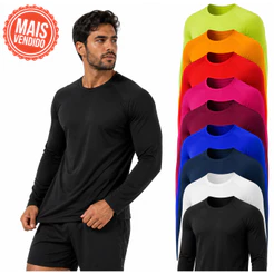 Camiseta Conforto Run Fit Térmica Proteção Uv 50+ Segunda Pele Camisa Blusa Malha Fria Unissex Academia Com Manga Longa