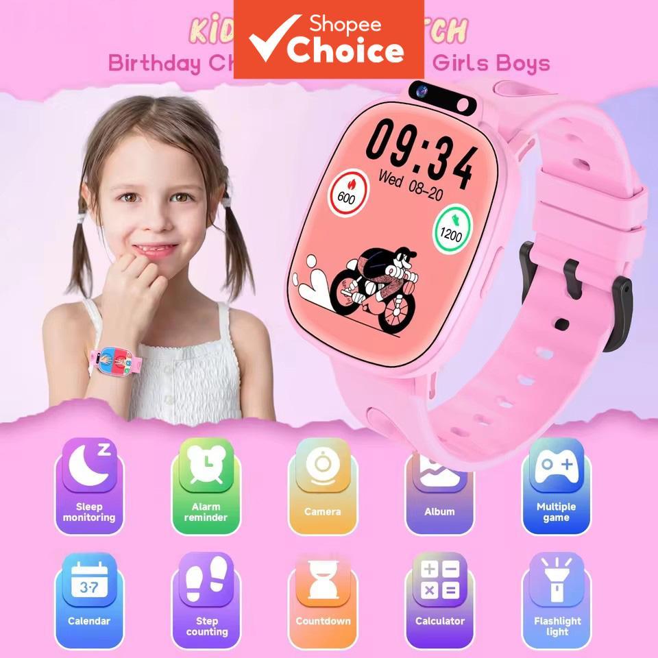 Relógio Inteligente Infantil HD Touchscreen com Câmera, 18 Jogos, Monitor de Sono, Lanterna LED, Calculadora, Presente