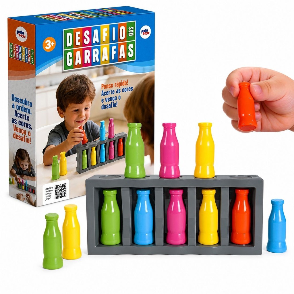 Desafio das Garrafas Pakitoys Educativo Infantil | Jogo de Lógica e Cores