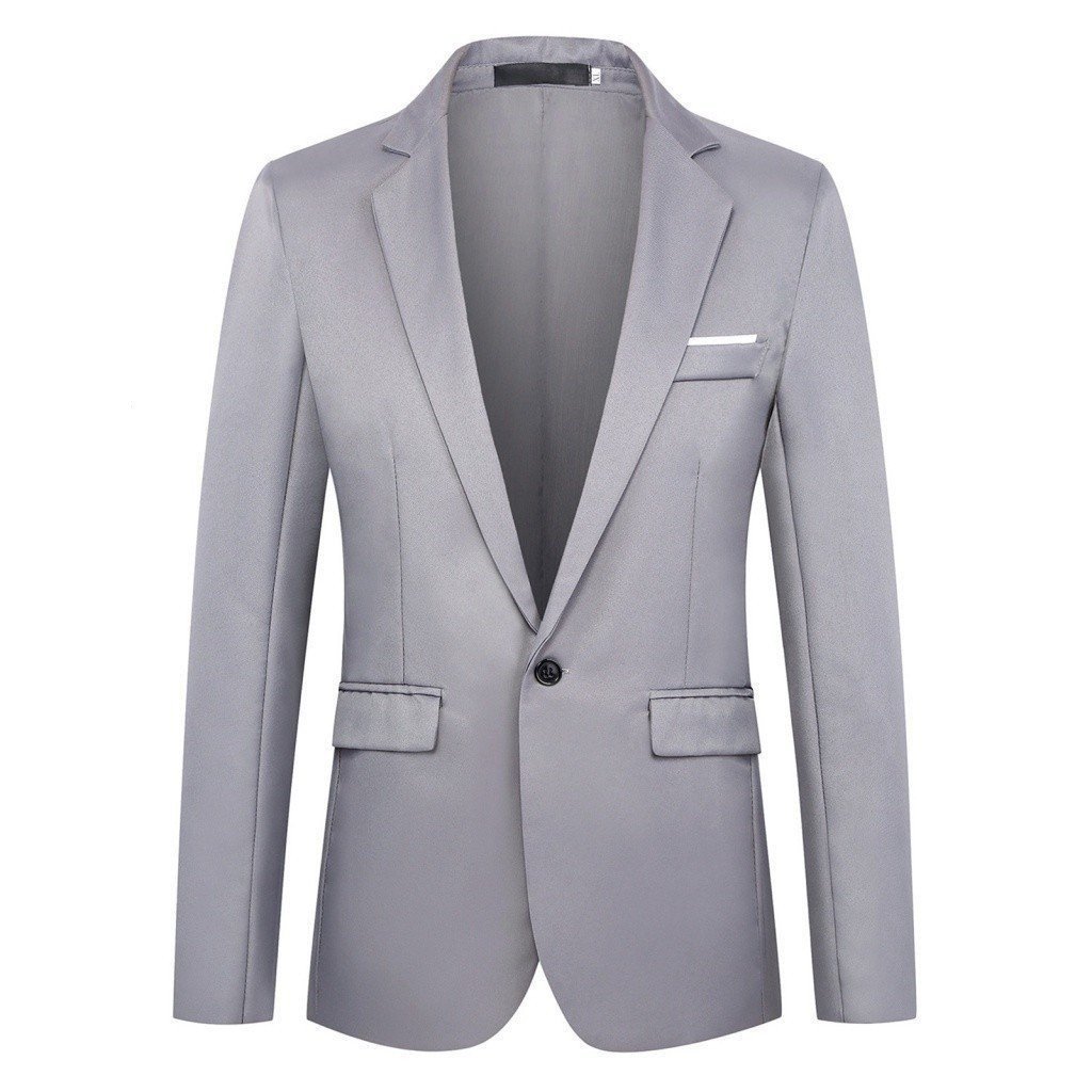 Blazer Masculino Elegante de Manga Longa, Cor Sólida, Gola Reversível, Corte Slim Fit EFFC