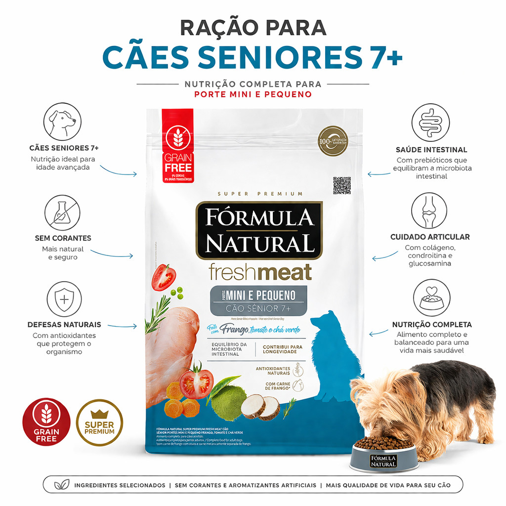 Ração Formula Natural Fresh Meat Cão Senior Mini e Pequenos 10,1Kg Super Premium