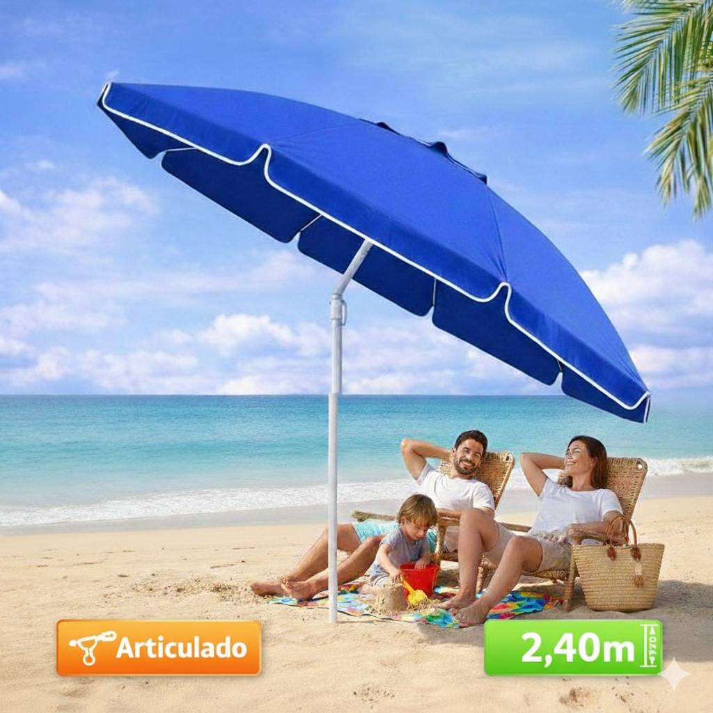 Guarda Sol Gigante 2,40m Uv Praia Piscina Respirável Verão