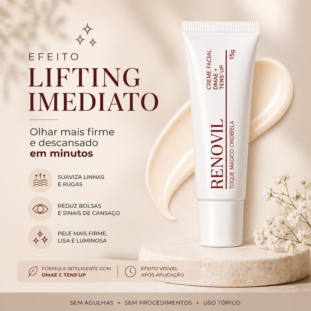 Efeito Cinderela com DMAE Tens'Up Renovil Abelha Rainha 15g