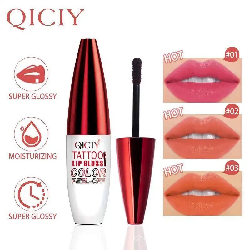 QICIY Batom Hidratante Peel-Off para Lábios com Efeito Tatuagem, 4 Cores, Longa Duração, para Pele Normal, Acabamento Ra
