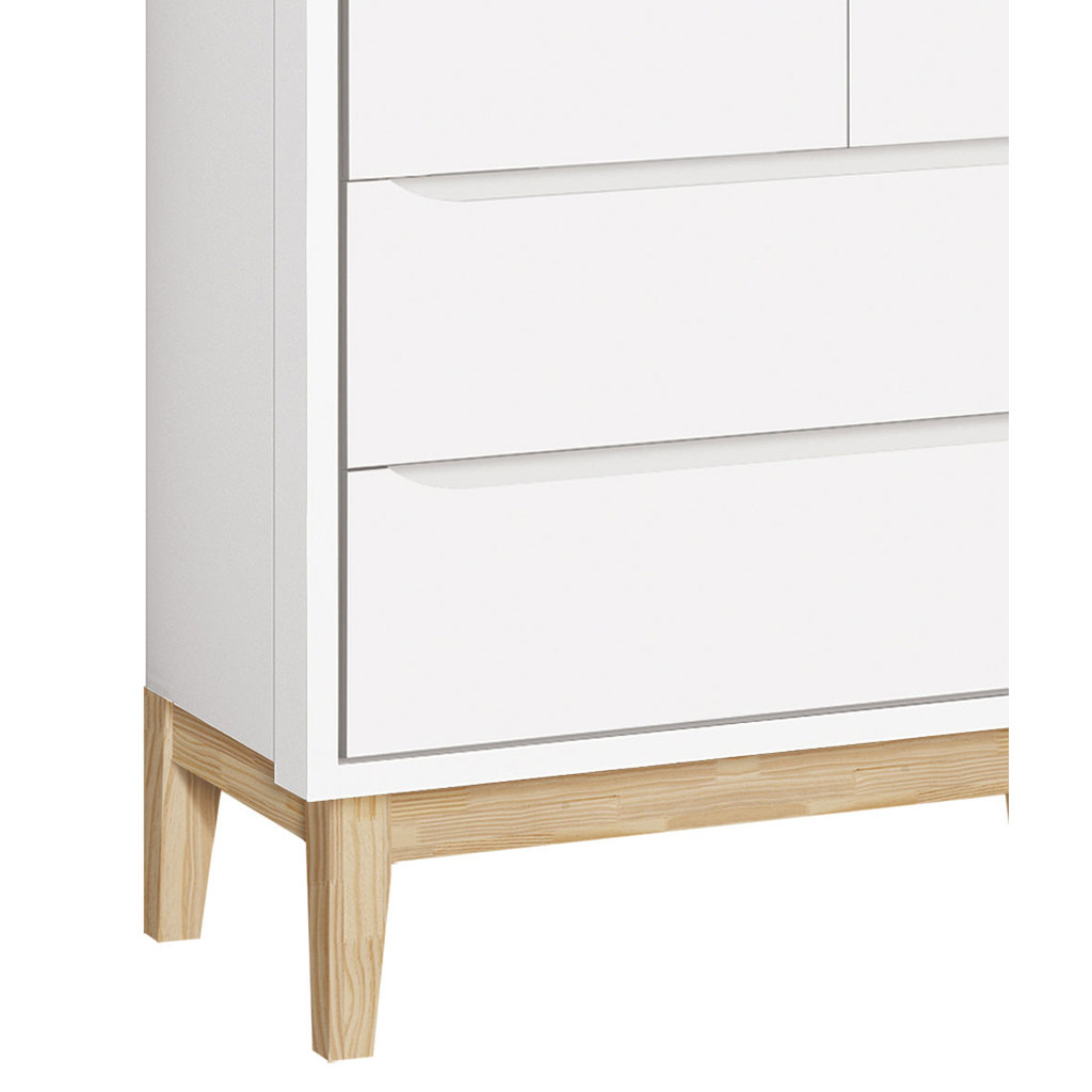 Guarda-Roupa Retrô 2 Portas 2 Gavetas Moderno Classic New Branco Fosco com Natural - MoveisAqui — imagem 2 de 2