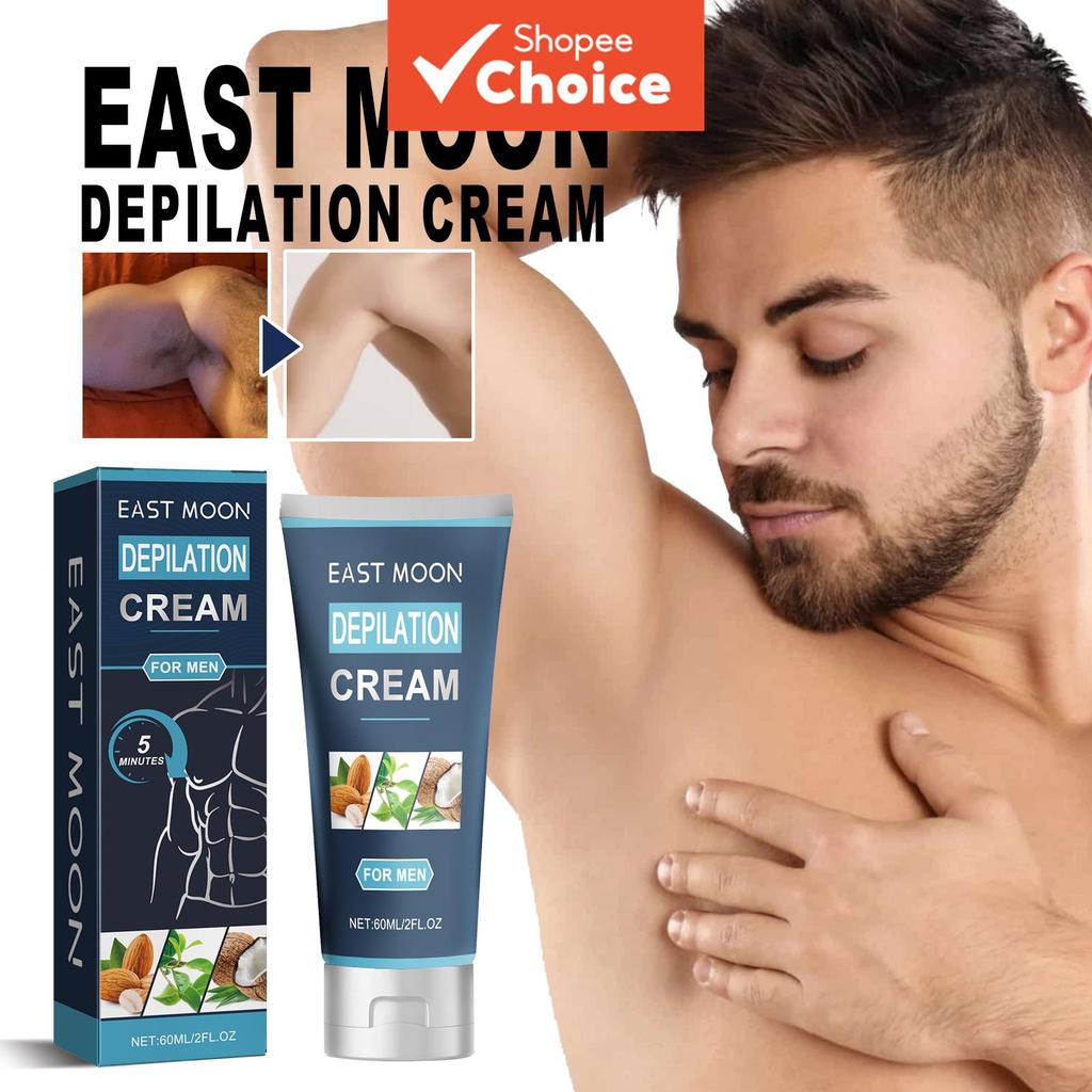 Creme Depilatório Sem Dor para Homens 60ml – Hidratante, Seguro para Pernas, Peito, Axilas, Bigode e Áreas Íntimas |