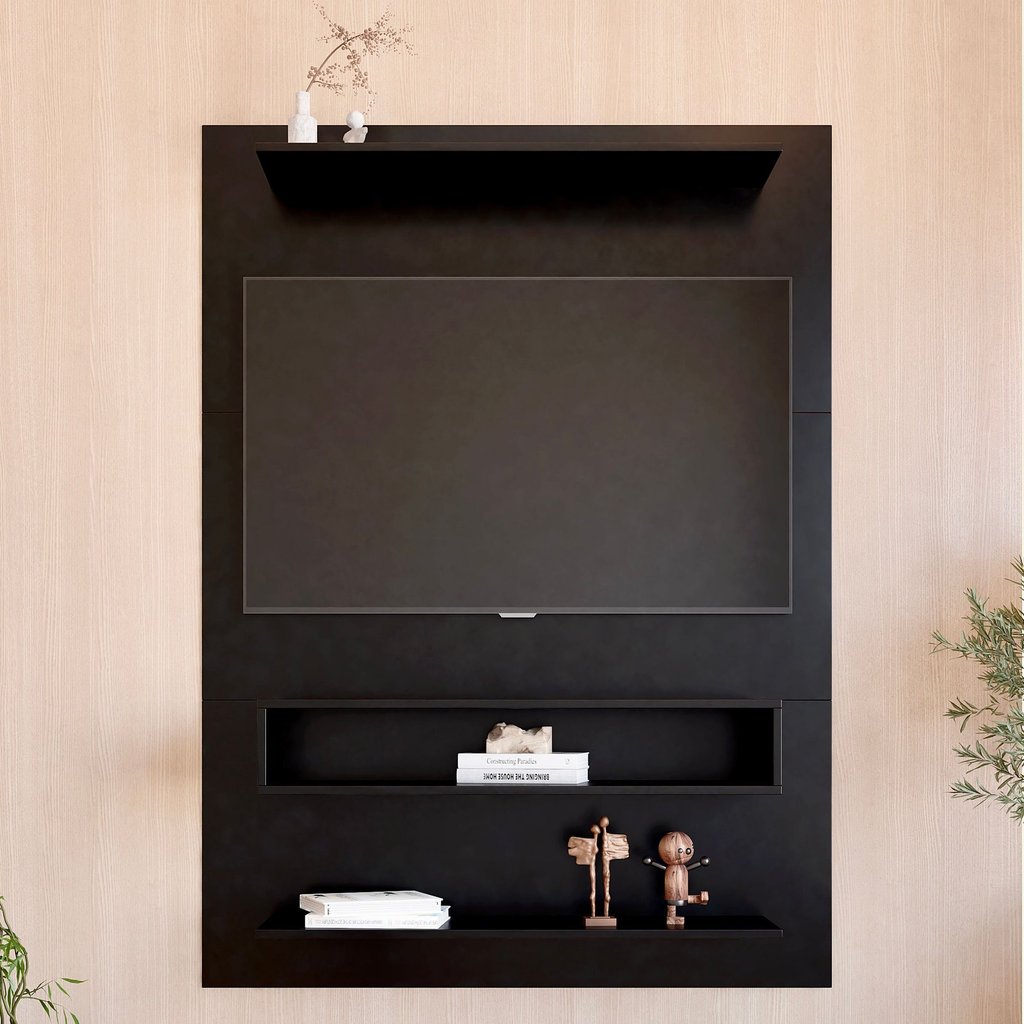 Painel para TV até 50 Polegadas 115cmx157,5cm 1 Nicho Boulevard Yescasa Preto Preto