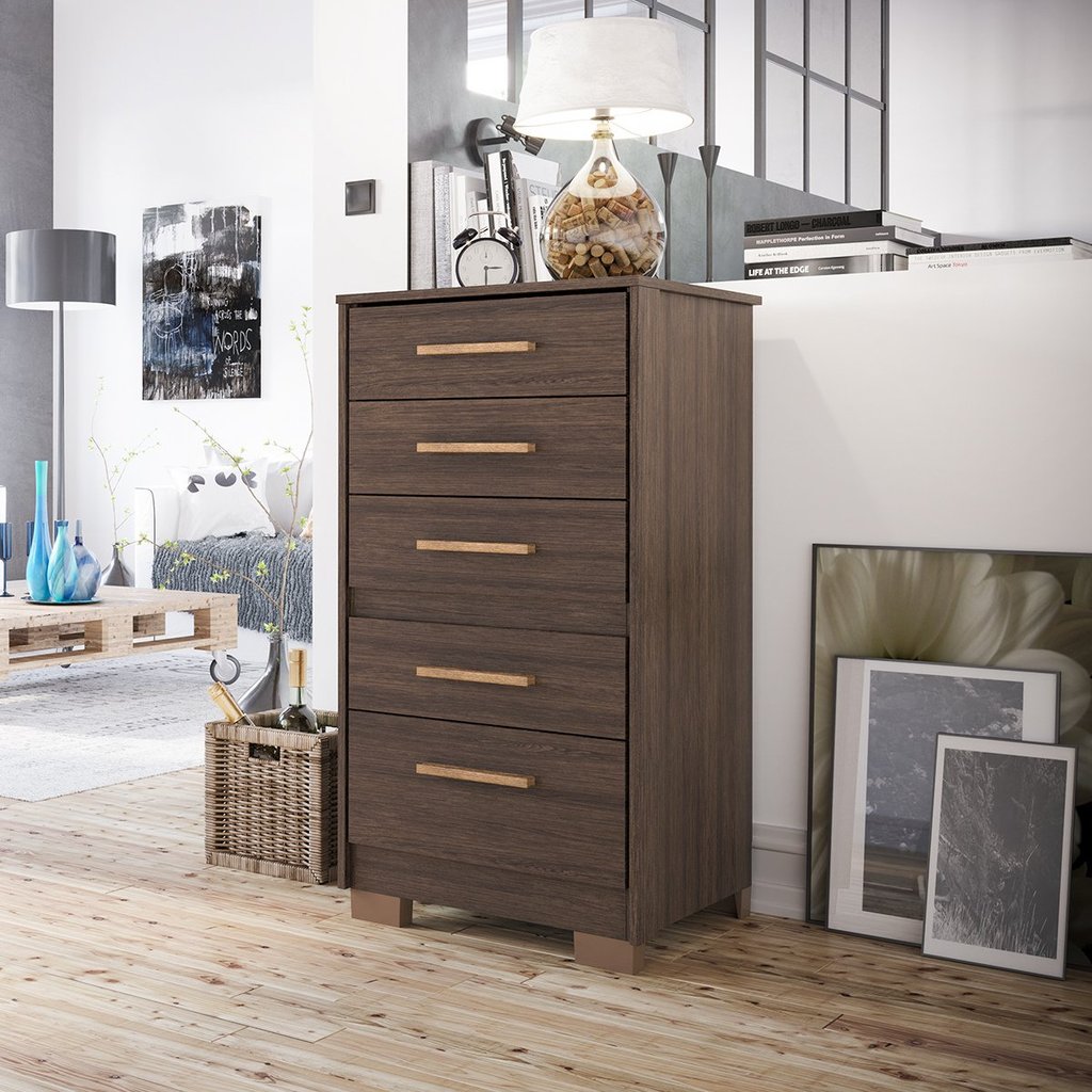 Cômoda 5 Gavetas 104,5 x 55 cm Primacy Marrom/Capuccino Wood Capuccino