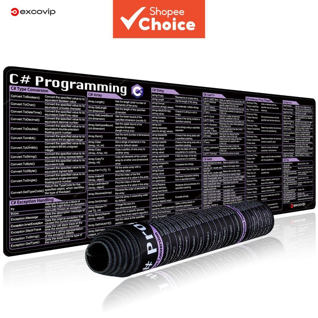 Teclas de atalho C# mouse pad para programação em computador, linguagem de programação, macio, confortável, bordas