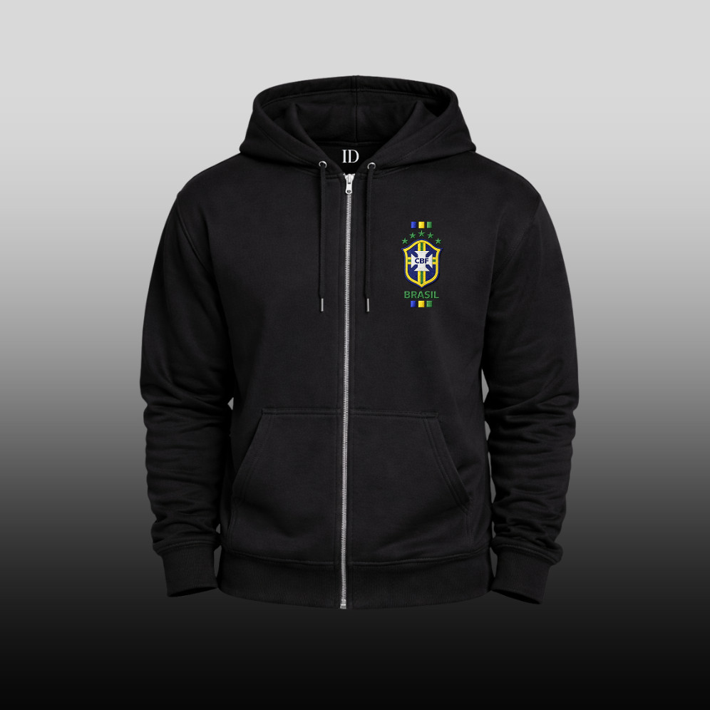 Blusa Moletom com Ziper Seleção Brasileira Flanelado Premiun Grosso Casaco Quente Inverno Confortável Masculino Feminino