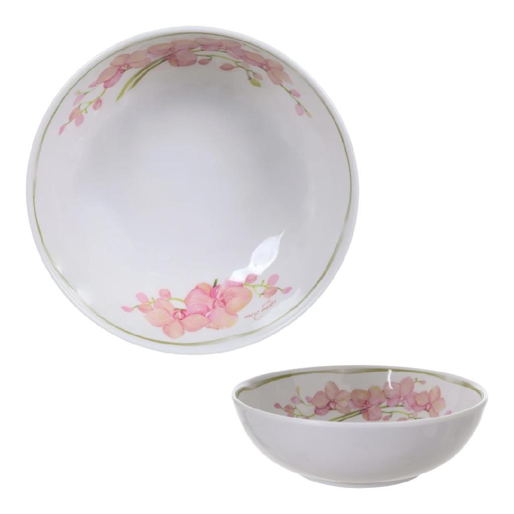 Bowl Tigela Em Melamina 650ml Estampa Floral Orquídeas Carpe Diem Para Sopas Açaí E Sobremesas