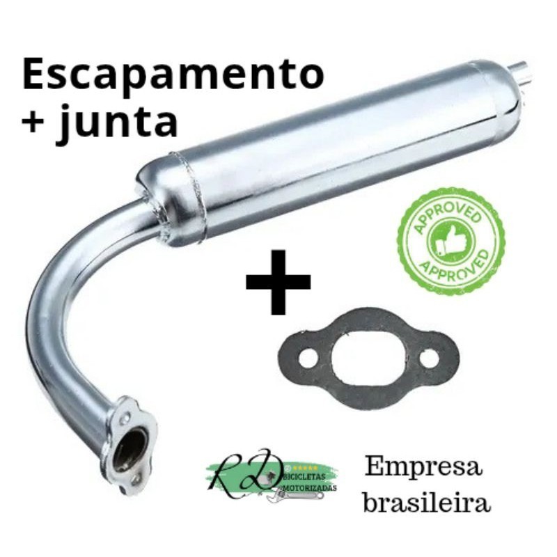escapamento bicicleta motorizada 80cc 100cc + junta