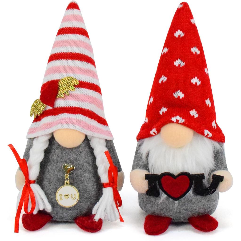 2 Peças de Ornamentos de Pelúcia de Gnomos para o Dia dos Namorados, Gnomos Suecos Feitos à Mão, Casal Sr. e Sra. Tomte,