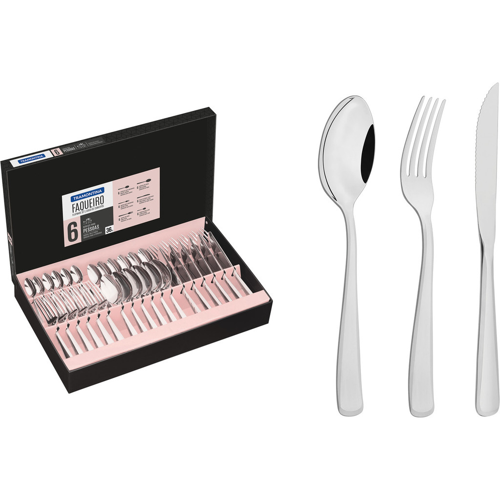 Faqueiro Tramontina Inox C/ Facas P/ Churrasco Pacific 36 Pç