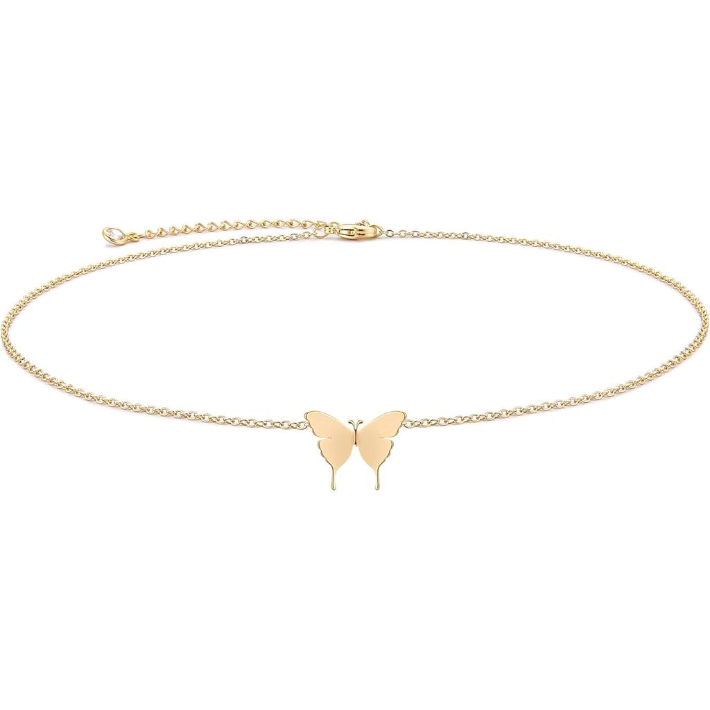 Colares Delicados de Borboleta Dourada VACRONA, Colar Choker Banhado a Ouro 18K, Colares de Corrente Longa Dourada, Pres
