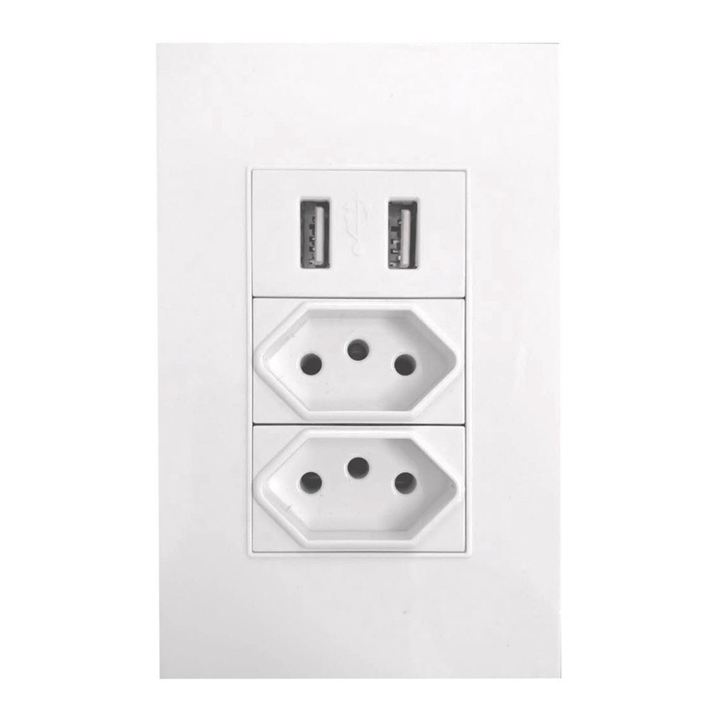 Tomada De Parede Universal Com Duas USB Bivolt Com Espelho Multifuncional Original Envio Imediato