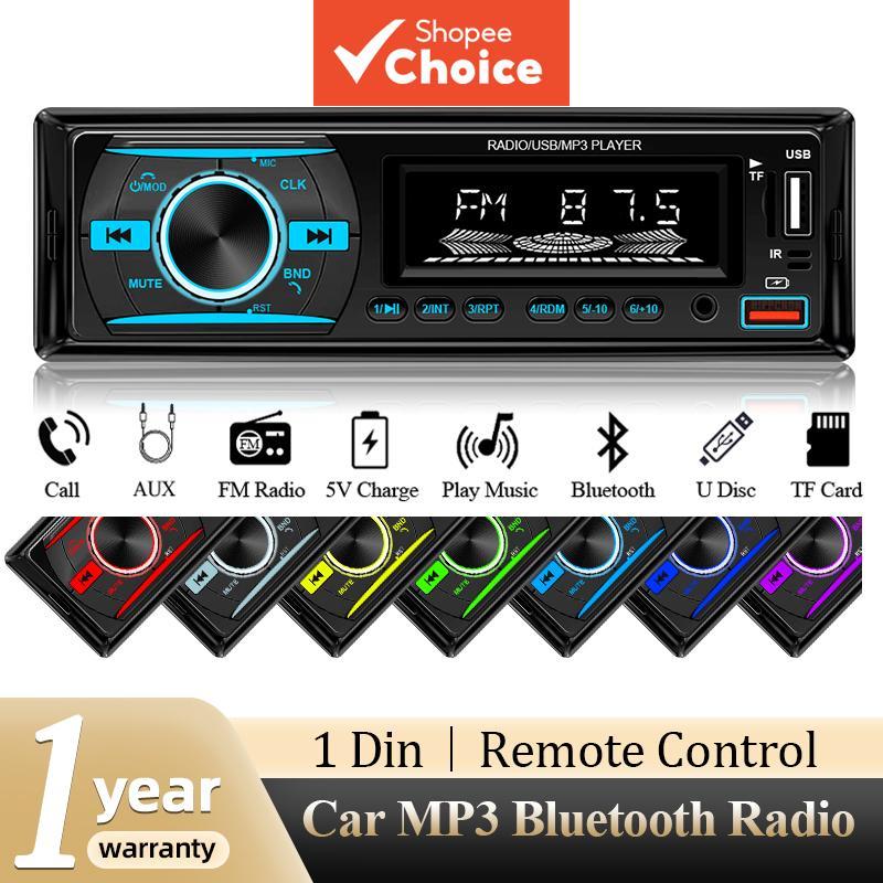 Hippcron Rádio Automotivo 1din Universal Rádio Carro MP3 Player FM/BT/AUX/USB/TF/Carregamento de Celular 7 Luzes