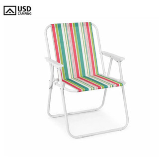 Cadeira De Praia Aço Adulto Jardim Piscina Camping Portátil Reforçada Usd Cor Verde