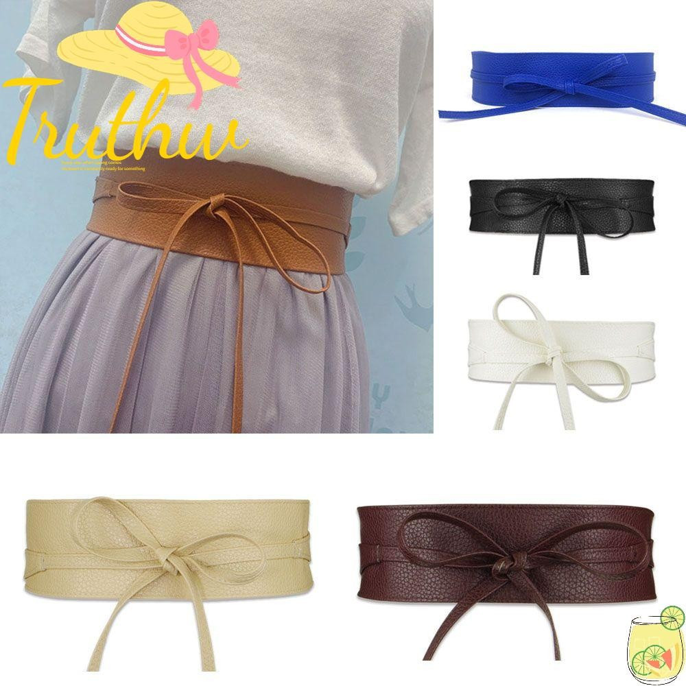 TRUTHW Cintura Stretch Cinch Vestido Combinando Elástico Largo