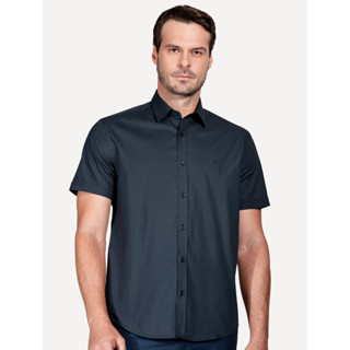 Camisa Aramis Masculina Manga Curta Slim Stretch Tricoline Azul Marinho MC.06.0562 010 em Oferta na Shopee