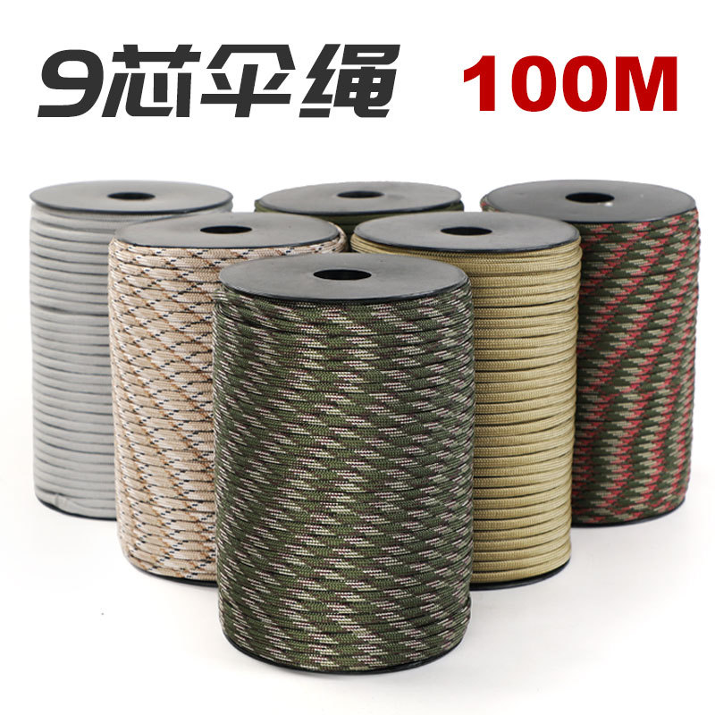 9 núcleo guarda-chuva corda paracord acampamento céu cortina tenda corda 4mm trançado pulseira diy acessórios nove coraç