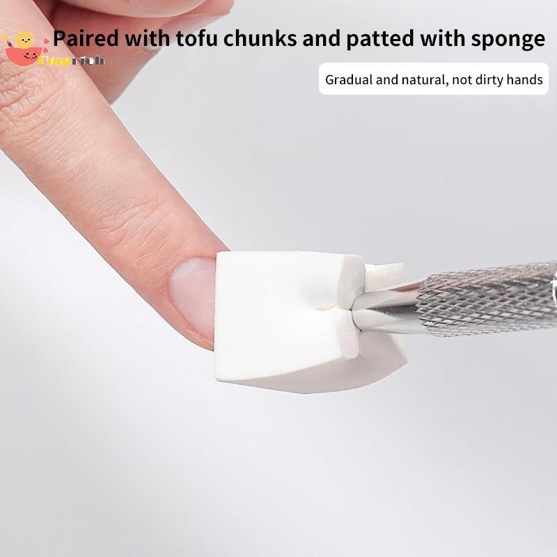 EMCH > 20/50 Pcs Beancurd Cube Gradiente Unhas Esponjas Unha Gel Polonês Patting Ferramenta De Tingimento Aço Inoxidável