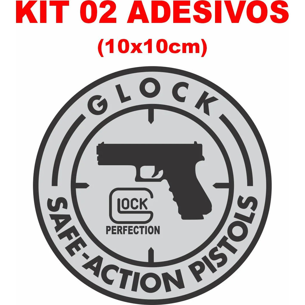 Kit 02 Adesivos Glock Pistola Glock 10cm