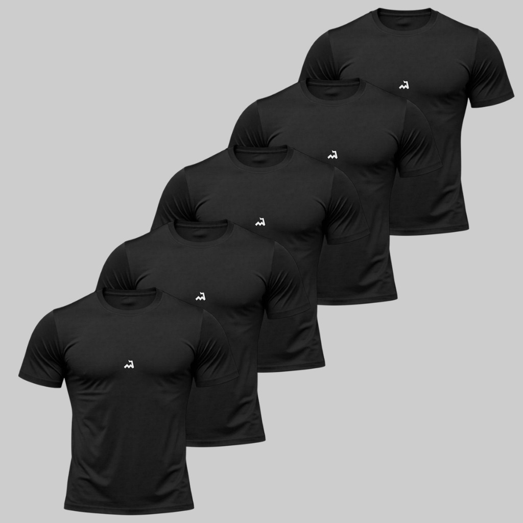 Kit 5 Camiseta Dry Fit Masculina Fitness Academia Corrida Poliester Treino Proteção UV Anti Suor