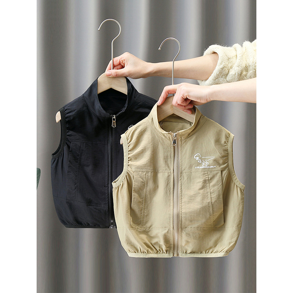 Colete para meninos primavera outono estilo moda bebê dinossauro impresso colete moda crianças dos desenhos animados col