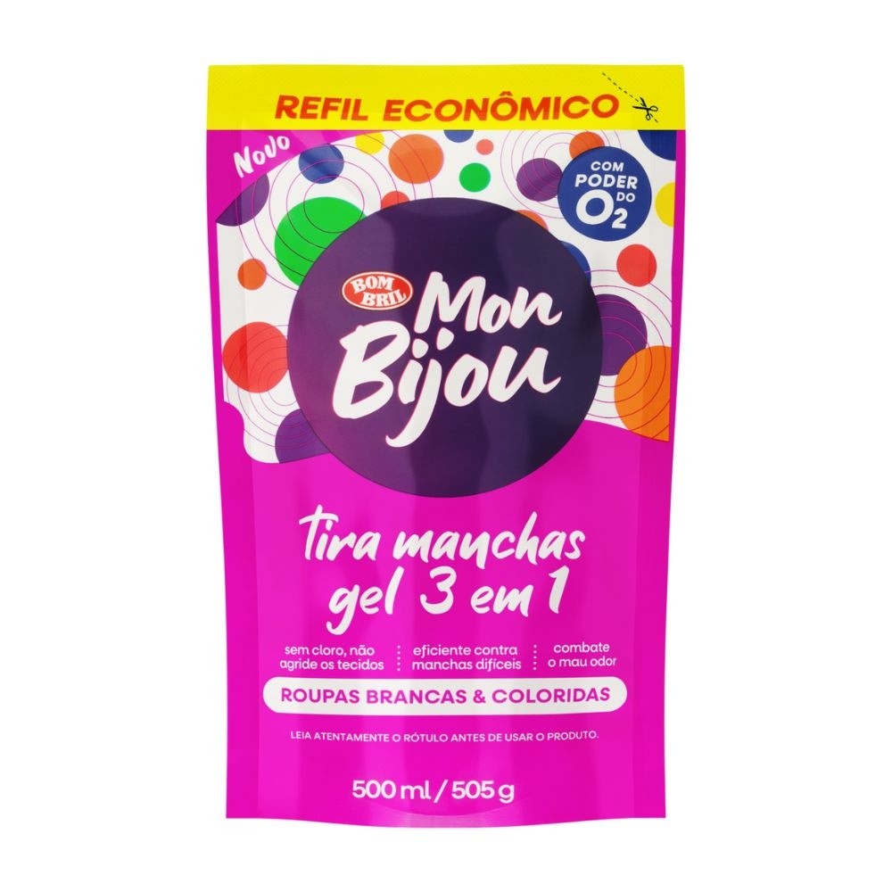 Tira Manchas Líquido 3 em 1 Mon Biju Pouch com 500ml Refil