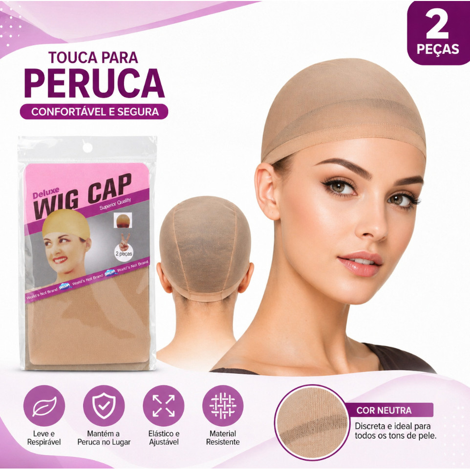 Touca de Peruca Wig Cap 2 Unidades | Fina, Elástica, Invisível para Lace Front e Full Lace