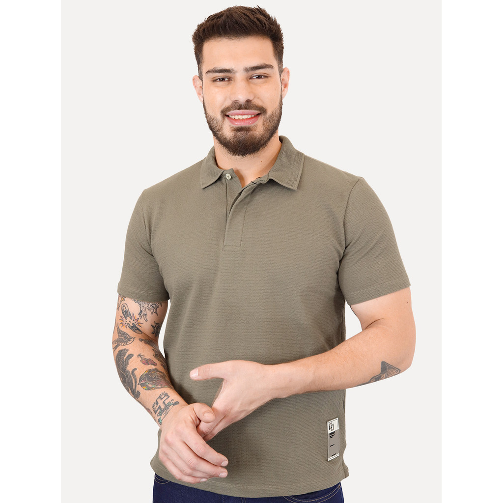 Polo Colcci Masculina Cotton Textured Marrom Médio Original