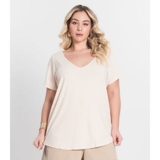 Blusa Feminina Plus Size da Infinita Cor Bege em Oferta na Shopee