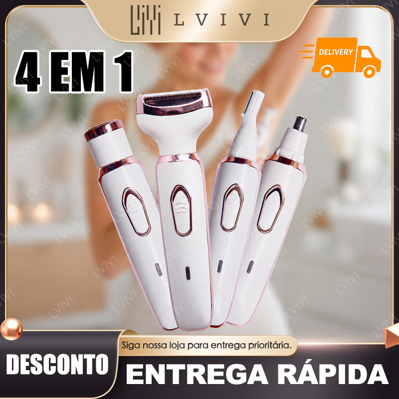 Barbeador Elétrico 4 Em 1 Para Mulheres Remoção De Pelos