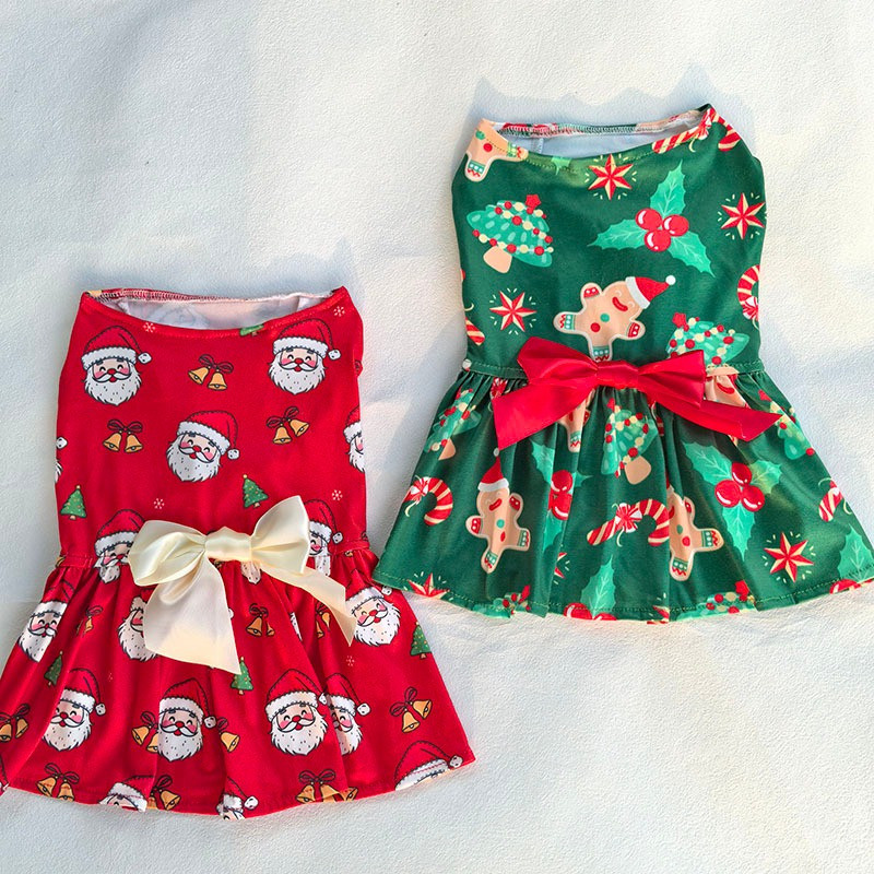 Cão Vestido De Natal Papai Noel Roupas Para Animais De Estimação Shih Tzu Gengibre Homem Gato Saia Ano Novo Roupa Do
