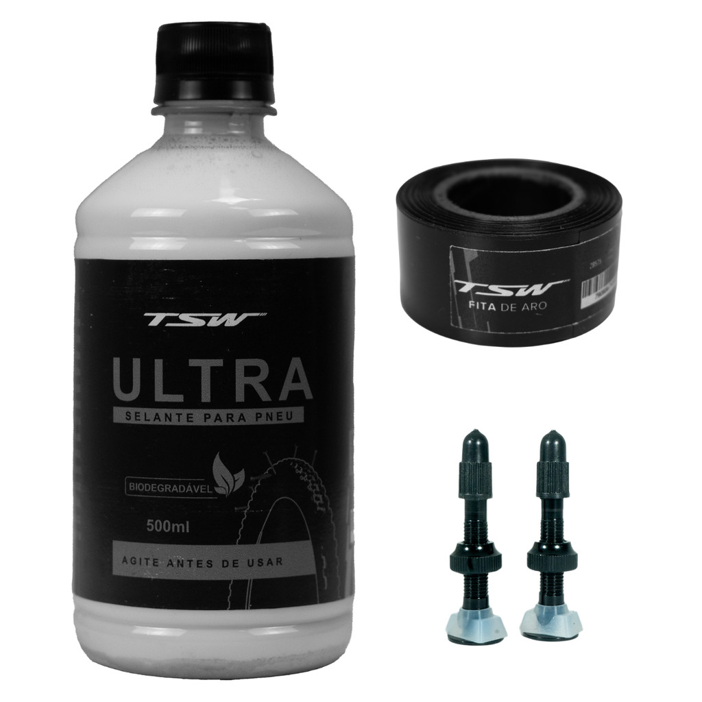 Kit TSW Upgrade Tubeless para bicicletas Speed MTB Gravel:  Fita de Aro  + Válvulas Alloy + Selante 500ml