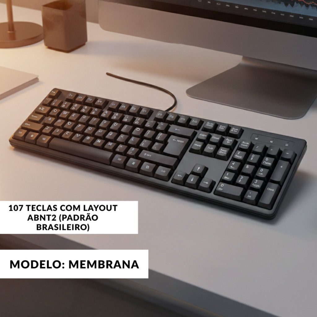 Teclado Com Fio Usb Padrão Brasileiro ABNT2 Super Macio Notebook Pc Computador Marca Bom Qualidade — imagem 2 de 2