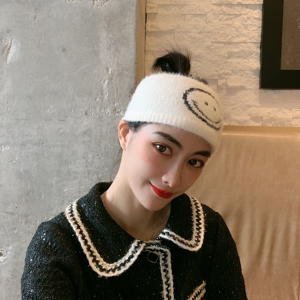 Versão coreana Dongdaemun influenciador moda na moda imitação de lã de vison bandana engrossado quente malha bandana out