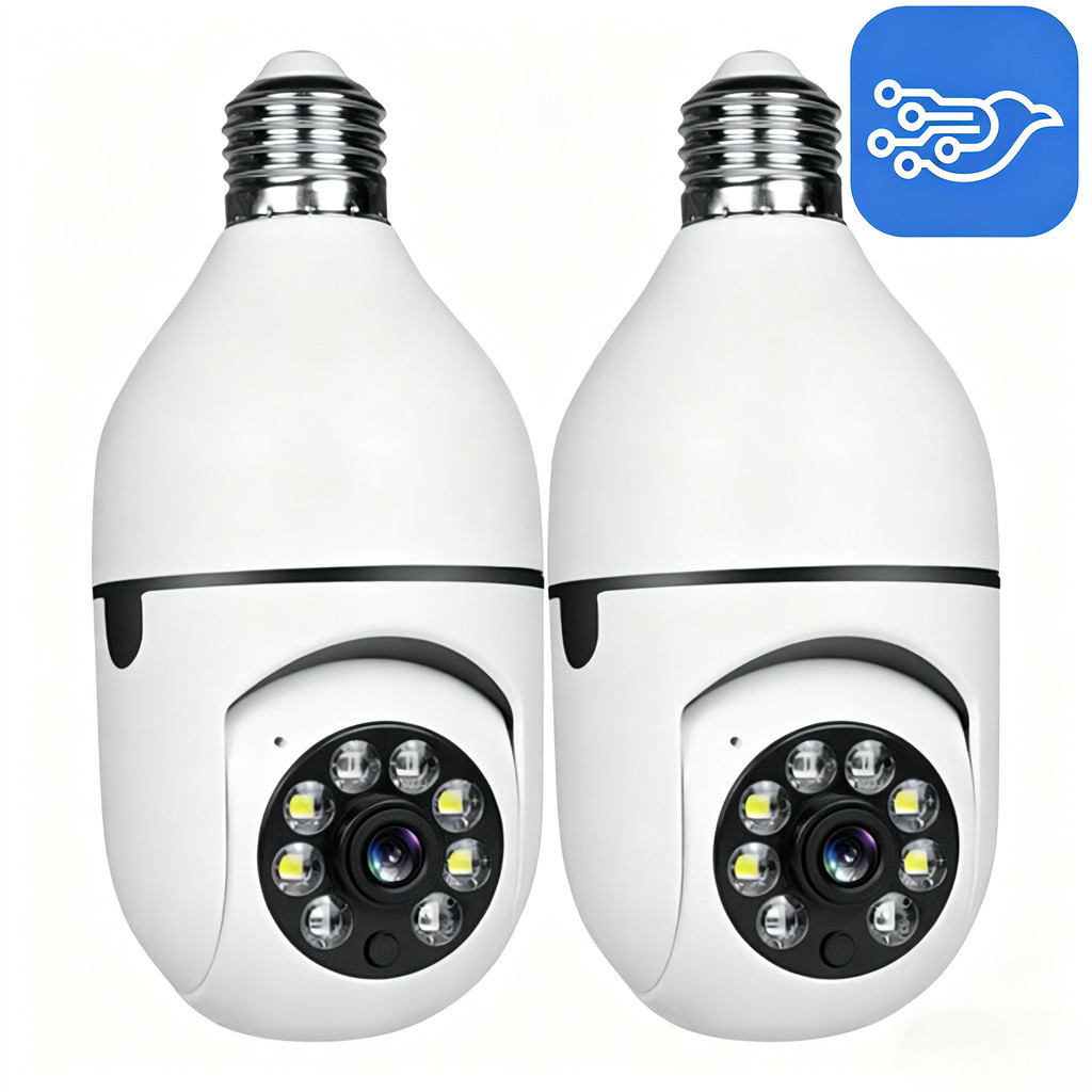 V360 Gold Kit 2 Câmeras De Segurança Lâmpada 360 WiFi IP HD Visão Noturna PTZ Sem Fio-Dual Tensão