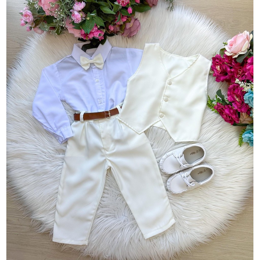 Conjunto Miss Cherry Social Colete Levi Off - Estilo Delicado para o Dia a Dia | Bebeloo Kids