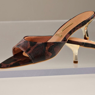 Mule Vizzano Tamanco Salto Onça Print Marrom 6576.201 Macia Feminina