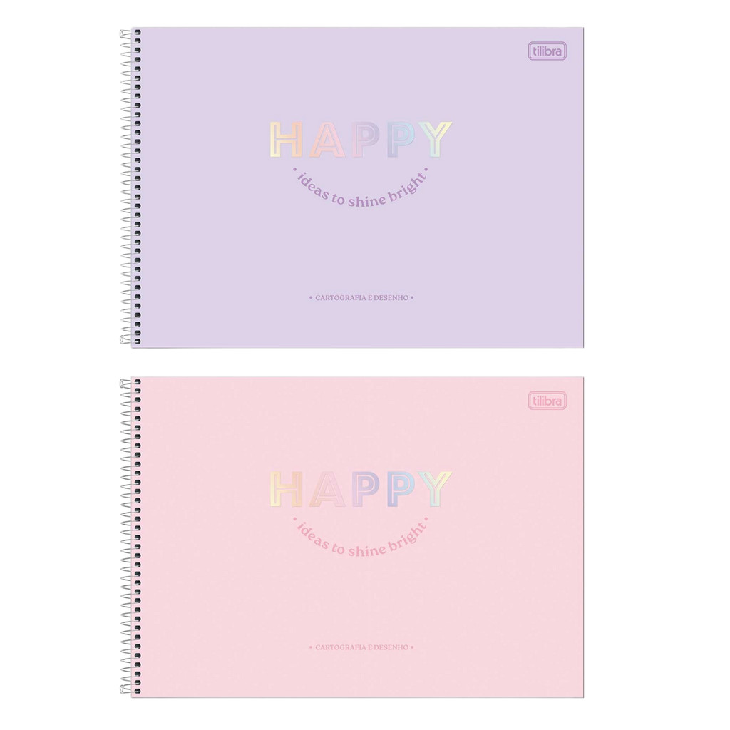 Caderno de Cartografia e Desenho Espiral Capa Dura Happy 80 Folhas - Tilibra