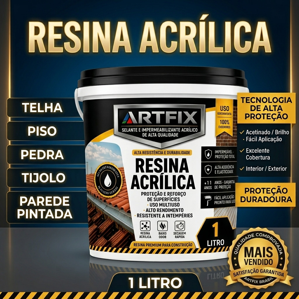 Resina 1L e 3,6 L Acrílica Incolor Brilhante - Impermeabilizante a Base de Água