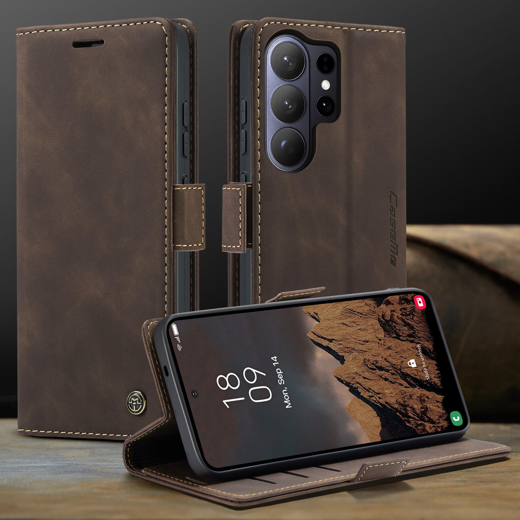 Capa De Couro Flip Para Samsung Galaxy S26 Ultra S25 S24 S23 S22 S21 S20 Ultra Plus S25Edge S24 S25FE Carteira Magnética