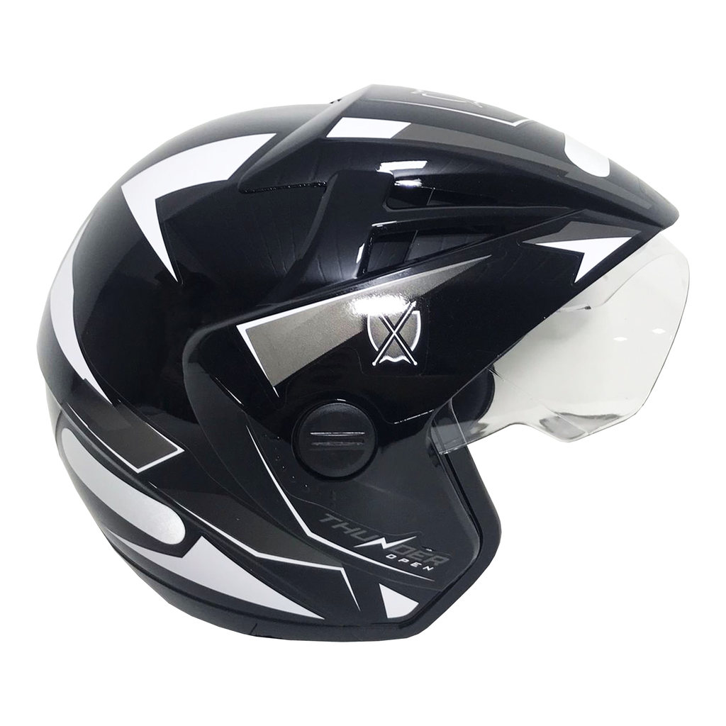 Capacete Moto Aberto Thunder Stell Preto Branco